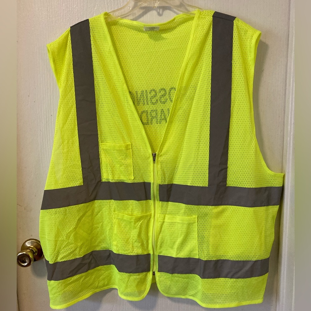 Forester Plus Size Unisex Yellow School Crossing Guard Zippered Vest